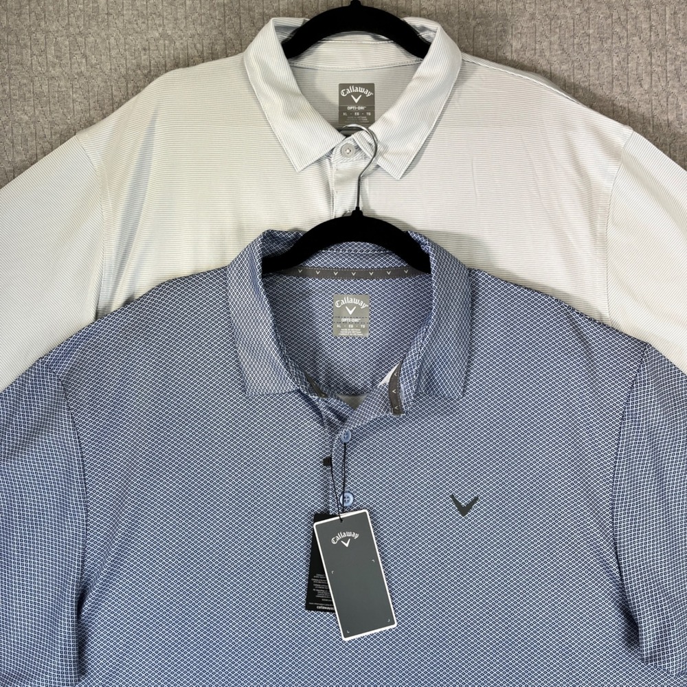 "NEW" Callaway Opti-Dri performance Golf Polo‎ 2 Shirt bundle Men XL Stretch UPF